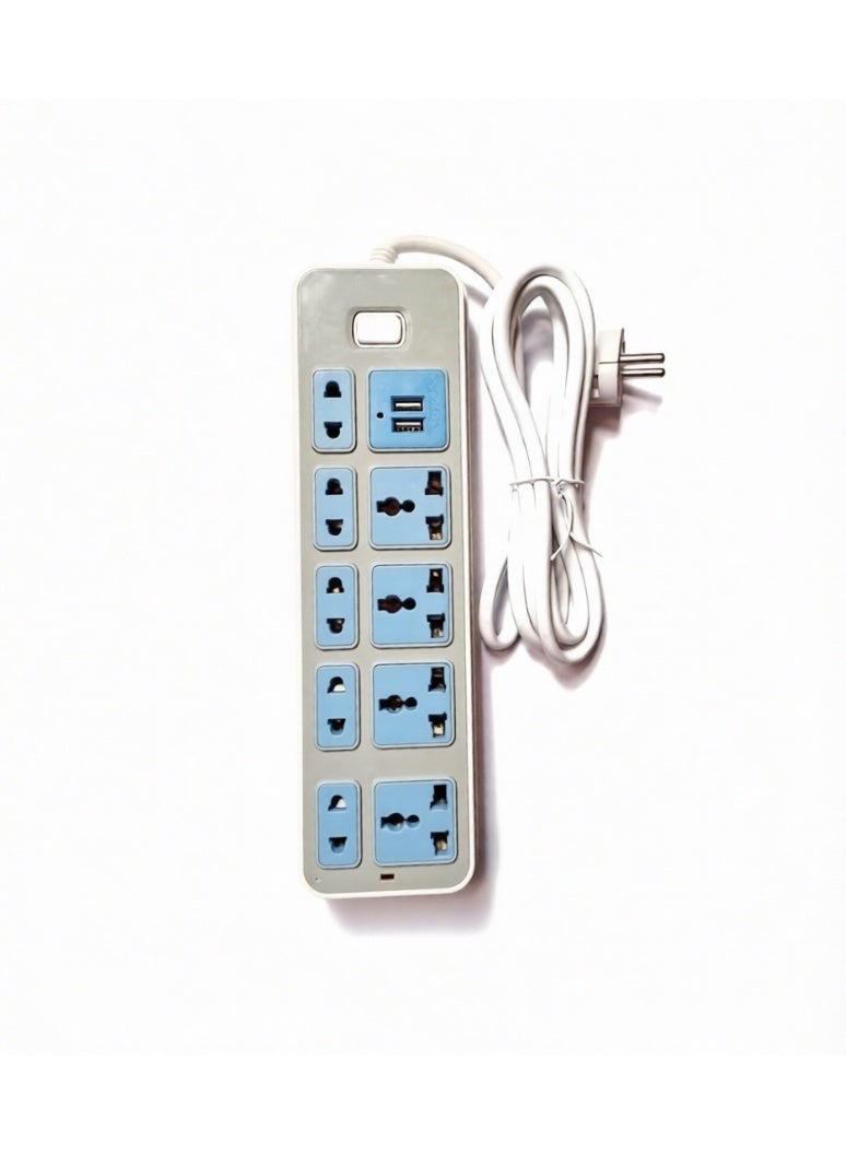 موزع طاقة - 9 منافذ (5 منافذ مزدوجة + 4 منافذ ثلاثية) + منفذي USB - الموديل: (325A) - Image 1