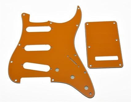 KAISH 11 Hole Strat Style SSS Pickguard ST Back Plate Tremolo Trem Cover for USA/Mexico Stratocaster/Strat Orange 3 Ply - Image 5