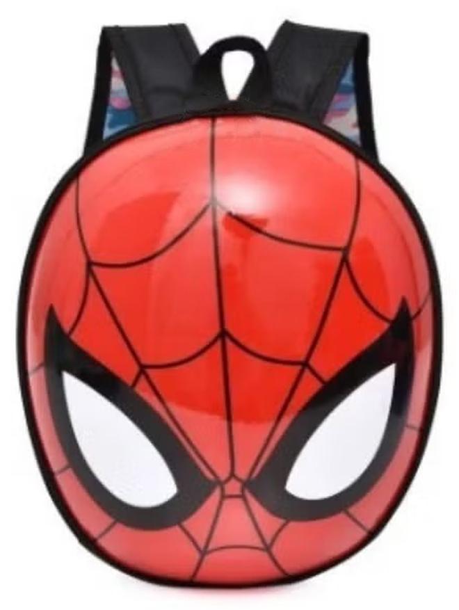 سبايدر حقيبة أطفال مطبوعة برأس سبايدرمان ثلاثية الأبعاد، وسحاب معدني.