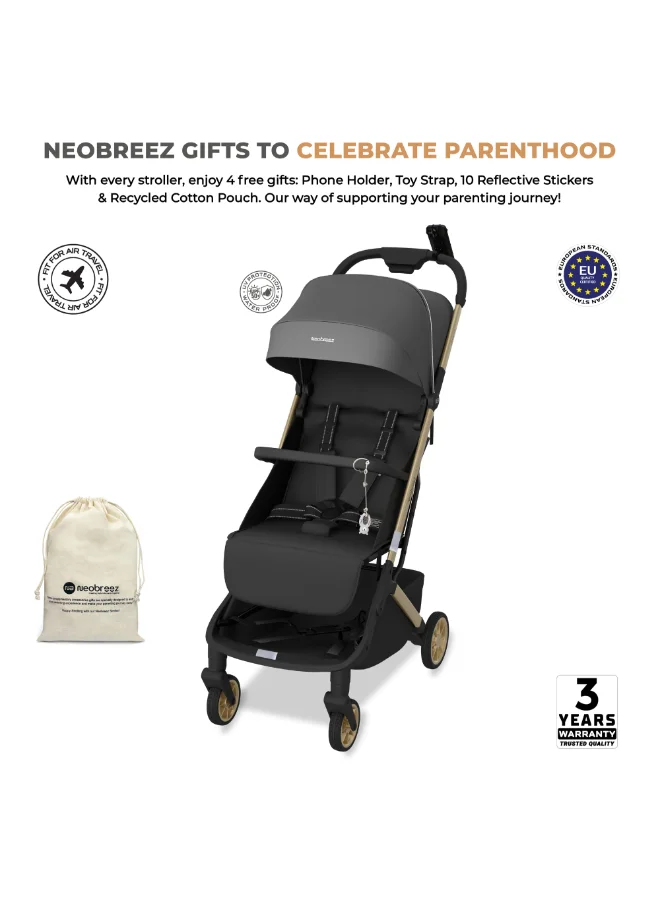 Neobreez Neobreez - NEOLITE Ultra-Lightweight Cabin Size Travel Stroller - Grey/Black