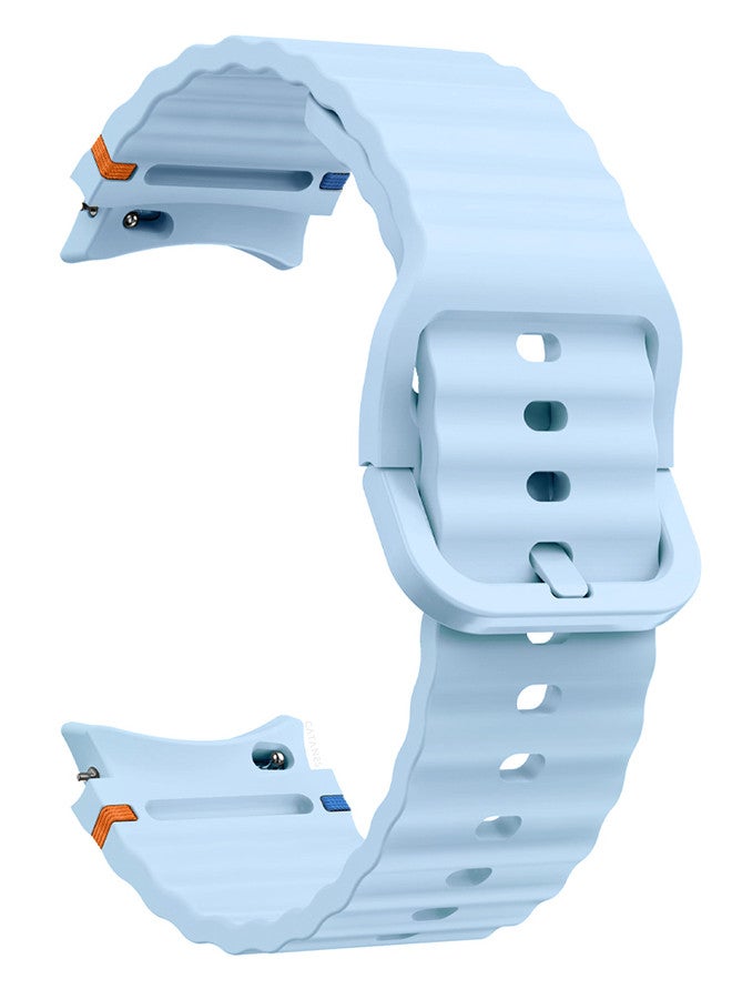 CATANES (for Samsung Galaxy Watch 7 / Samsung Galaxy Watch 6 ) Silicone Sport Band with Decorative Woven Line Durable and Sport Design for Men Women Light Blue - Image 1