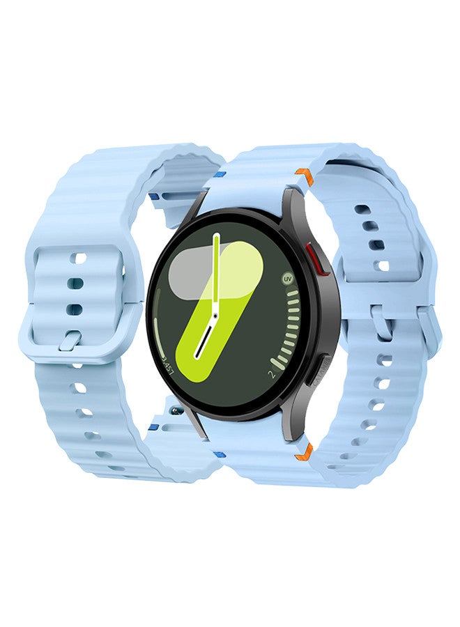 CATANES (for Samsung Galaxy Watch 7 / Samsung Galaxy Watch 6 ) Silicone Sport Band with Decorative Woven Line Durable and Sport Design for Men Women Light Blue - Image 2