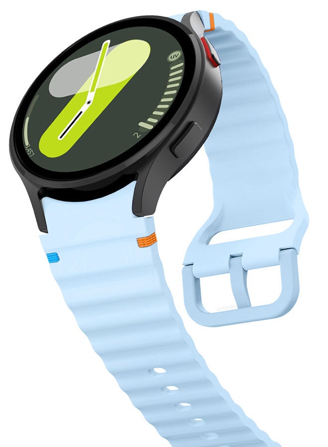 CATANES (for Samsung Galaxy Watch 7 / Samsung Galaxy Watch 6 ) Silicone Sport Band with Decorative Woven Line Durable and Sport Design for Men Women Light Blue - Image 4