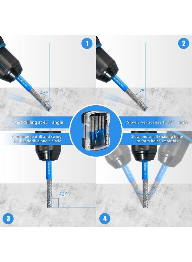 ZNXIMER 5pcs Diamond Drill Bits Set for Ceramic, Porcelain, Glass, Marble, Tiles, Granite, Stone and More - Versatile Tile Drill Bits for Efficient, Precise Drilling and Milling - Image 5
