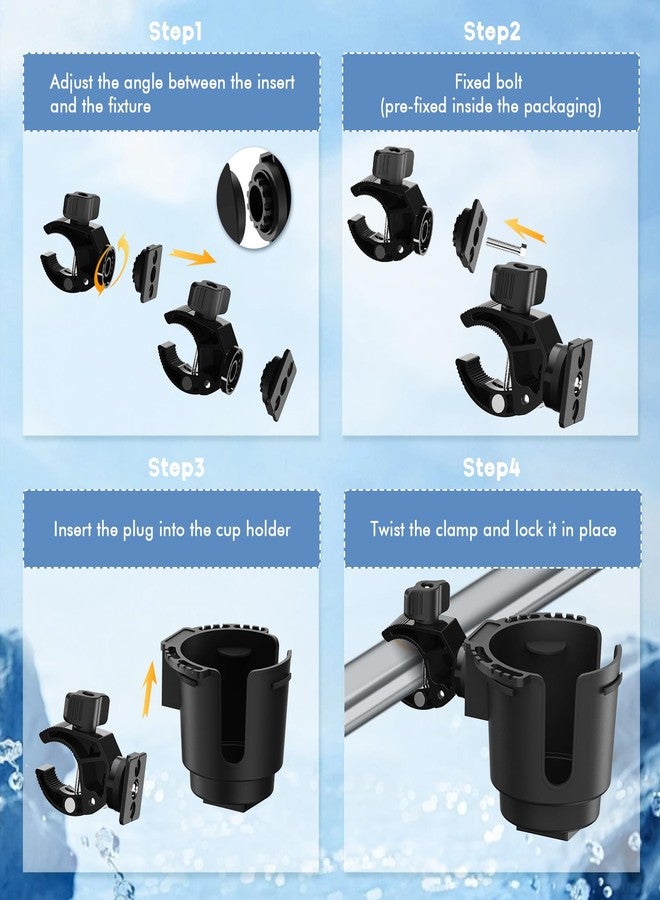 EDSRDUX Cup Holder with 0.6"-1.5" Aluminum Clamp - Drink Holder for ATV, Motorcycle, Bike, Wheelchair, Golf Cart, Fits Maximum Diameter of 3.38 inches Bottles. - Image 3