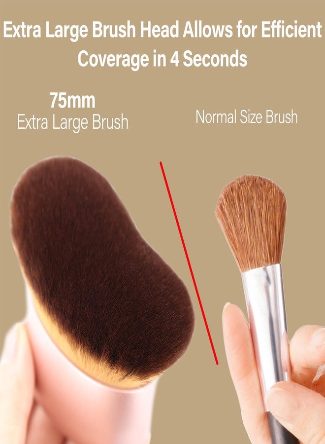 EOICCEOH Extra Large Body Makeup Brush For Self Tanner, Leg Makeup &Bronzer Blend,75 mm Wide-headed Kabuki Brush Provides More Even &Pretty Application, Oval Face&Back Makeup Brush, Wet&Dry Use- Pink Rose Gold - Image 3