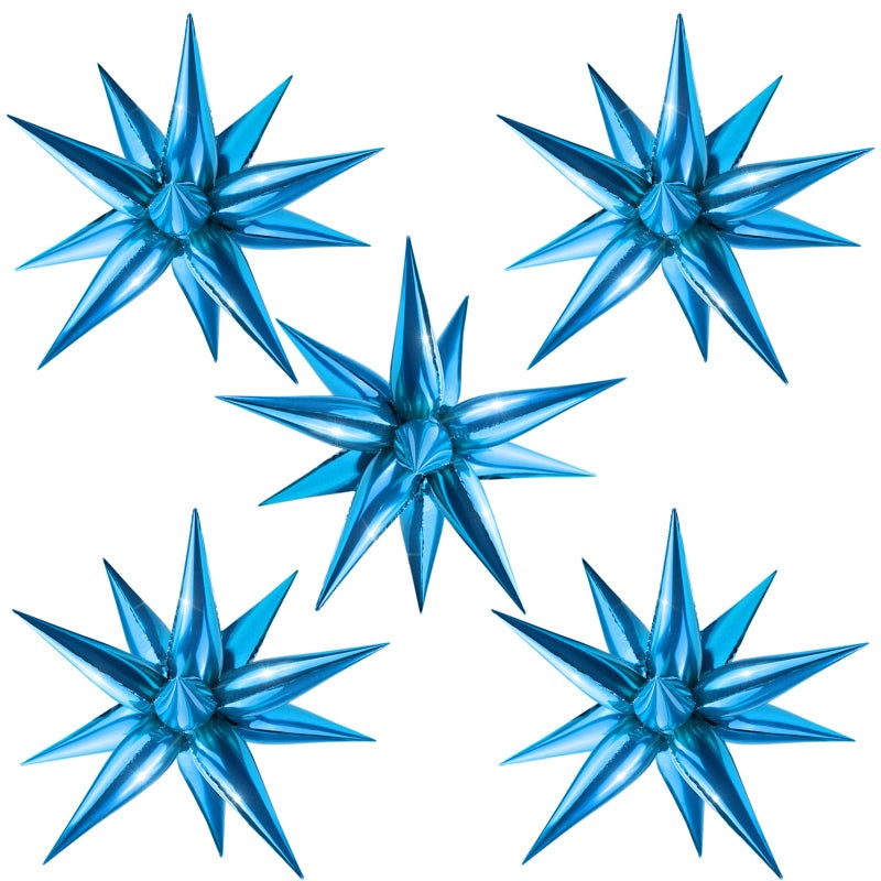 Moukiween 60 PCS Blue Star Balloons 12 Point Cone Explosion Star Foil Balloons for Birthday Gender Reveal Baby Shower Wedding Graduation Decorations Blue - Image 2