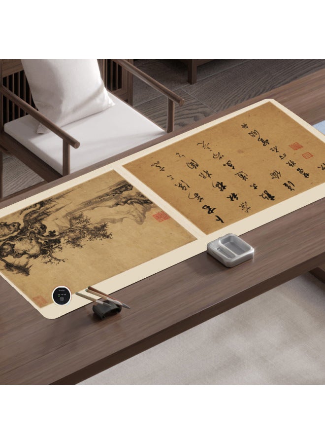 Antique Calligraphy Heating Mouse Pad Oversized Heating Warm Table Mat Waterproof Office Computer Leather Pad Wholesale-Color:330*800mm-Pattern:Style 01 - Image 4