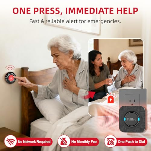 CallToU Caregiver Pager Wireless Call Bell Alert Button for Seniors/Elderly/Patients 1 Plugin Receiver 1 Waterproof Transmitter - Image 2