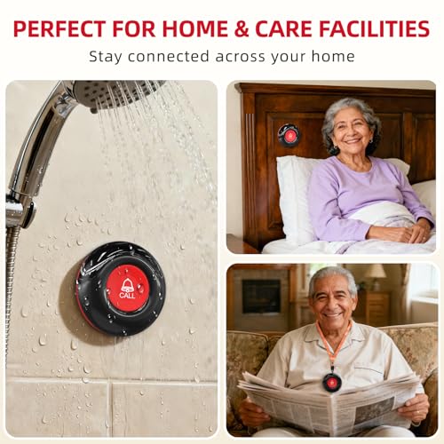 CallToU Caregiver Pager Wireless Call Bell Alert Button for Seniors/Elderly/Patients 1 Plugin Receiver 1 Waterproof Transmitter - Image 4