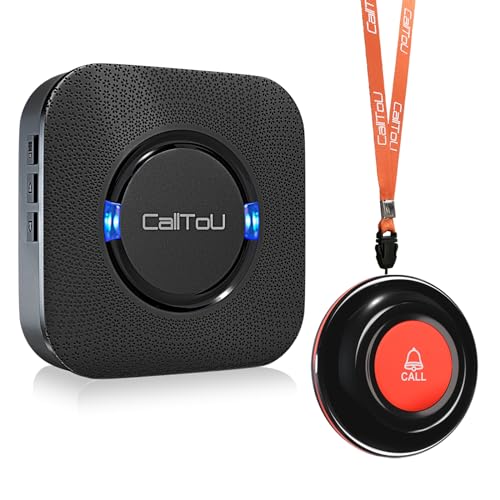 CallToU Caregiver Pager Wireless Call Bell Alert Button for Seniors/Elderly/Patients 1 Plugin Receiver 1 Waterproof Transmitter - Image 1