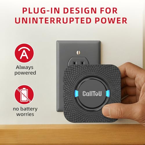 CallToU Caregiver Pager Wireless Call Bell Alert Button for Seniors/Elderly/Patients 1 Plugin Receiver 1 Waterproof Transmitter - Image 3