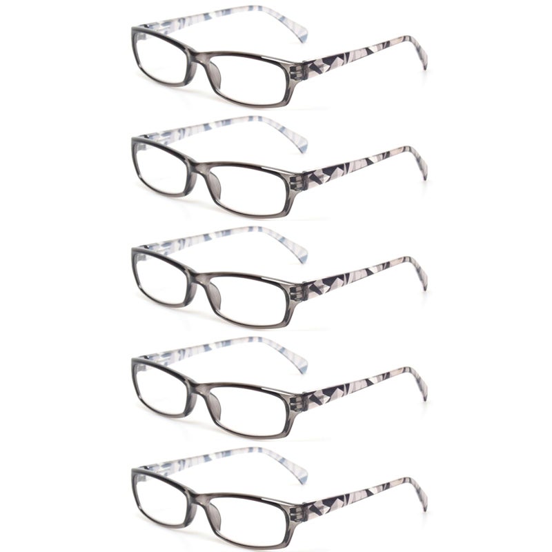Kerecsen Reading Glasses 5 Pairs Fashion Ladies Readers Spring Hinge with Pattern Print Eyeglasses for Women 5 Grey 25 x - Image 2