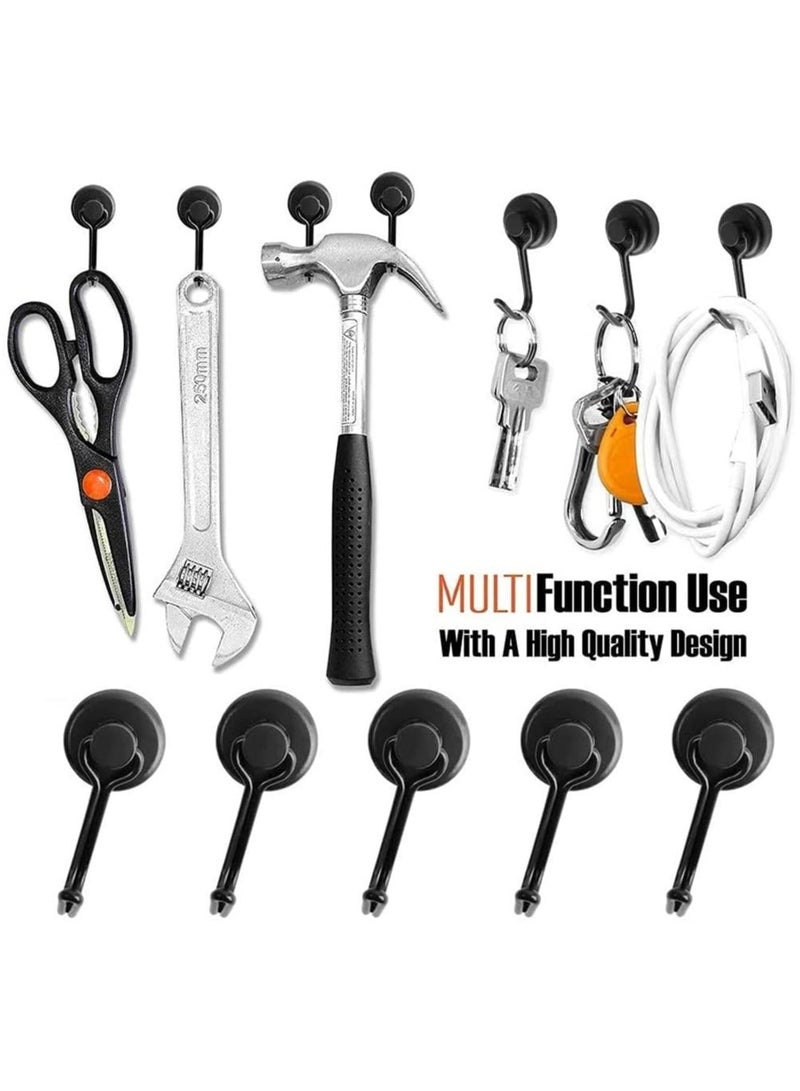 Magnetic Hooks, Heavy Duty Strong Neodymium Magnet Hook 30 Lbs with Rust Proof for Indoor Outdoor Hanging, Refrigerator, Grill, Kitchen, Key Holder, Locker, Classroom, Black, Pack of 8  - Image 3