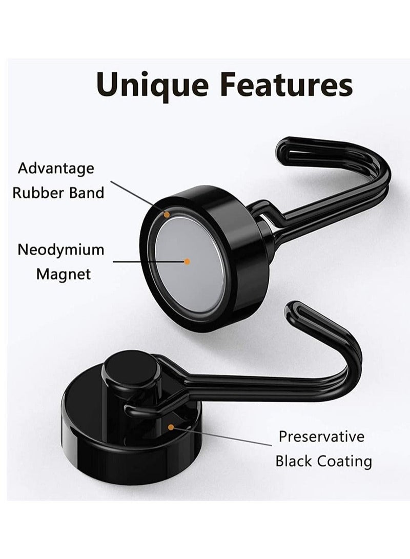 Magnetic Hooks, Heavy Duty Strong Neodymium Magnet Hook 30 Lbs with Rust Proof for Indoor Outdoor Hanging, Refrigerator, Grill, Kitchen, Key Holder, Locker, Classroom, Black, Pack of 8  - Image 1