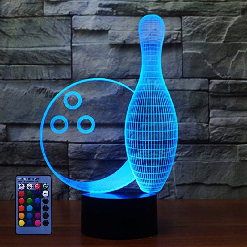 HPBN8 Ltd Creative Bowling Bottle 3D Night Light USB Powered Touch Switch Remote Control LED Decor Optical Illusion 3D Lamp 716 Colors Changing Brithday Home Room Decoration