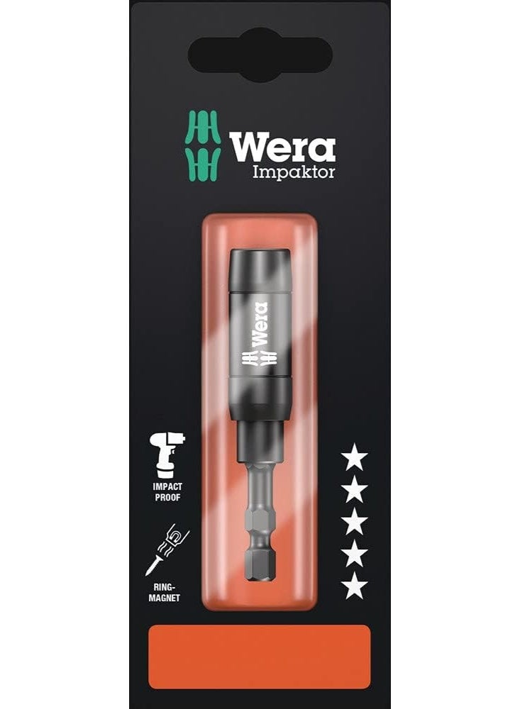 حامل WERA 897/4 IMP R SB Impaktor مع حلقة تثبيت ومغناطيس حلقي، 1/4" × 75 مم