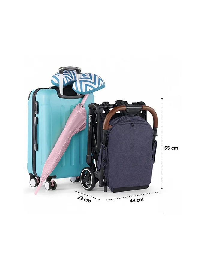 Kinderkraft Nubi Stroller Navy, Lightweight, Compact, One - Click Fold, With Cup Holder And Five - Point Safety Harness
