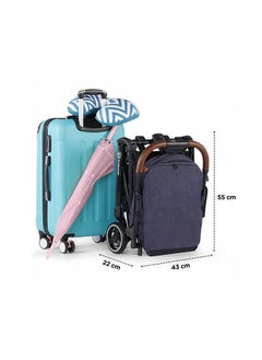 Kinderkraft Nubi Stroller Navy, Lightweight, Compact, One - Click Fold, With Cup Holder And Five - Point Safety Harness  - Image 5