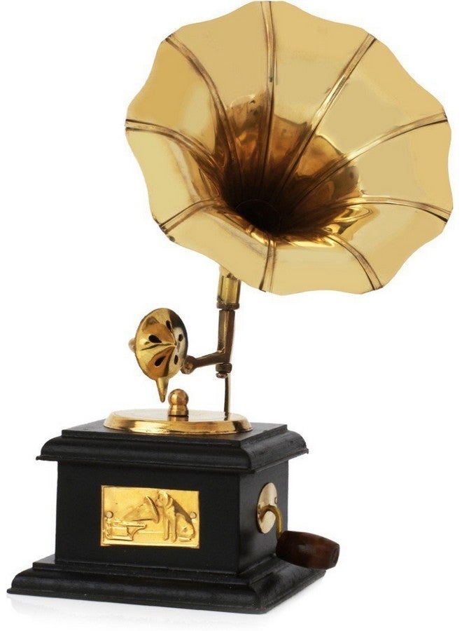 Webelkart Brass Vintage Gramophone Showpiece for Home and Living Room Home Decor, 17 cm, Gold, 1 Piece - Image 2
