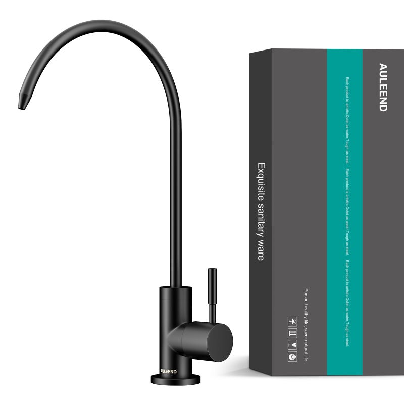 AULEEND Brass Reverse Osmosis Faucet, Sink Water Filter System, Suitable for Most Reverse Osmosis or Water Filtration Systems, Kitchen bar Sink Drinking Faucet (Matte Black) - Image 1