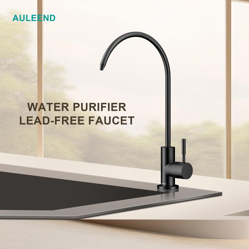 AULEEND Brass Reverse Osmosis Faucet, Sink Water Filter System, Suitable for Most Reverse Osmosis or Water Filtration Systems, Kitchen bar Sink Drinking Faucet (Matte Black) - Image 3