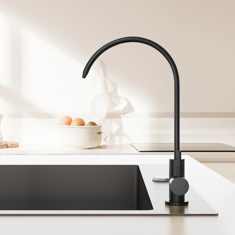 AULEEND Brass Reverse Osmosis Faucet, Sink Water Filter System, Suitable for Most Reverse Osmosis or Water Filtration Systems, Kitchen bar Sink Drinking Faucet (Matte Black) - Image 4