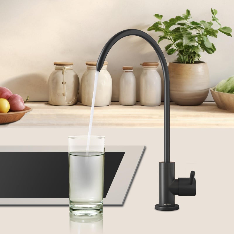 AULEEND Brass Reverse Osmosis Faucet, Sink Water Filter System, Suitable for Most Reverse Osmosis or Water Filtration Systems, Kitchen bar Sink Drinking Faucet (Matte Black) - Image 5