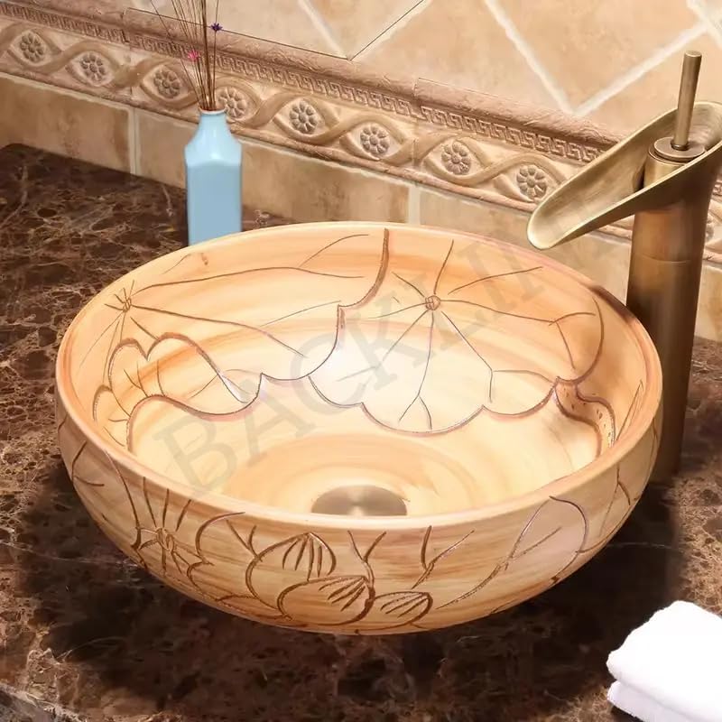 B BACKLINE Ceramic Table Top Wash Basin | Basin For Bathroom | Counter Top Wash Basin For Bathroom & Living Room 40 X 40 X 14 Cm (Matt Finish) - Image 1