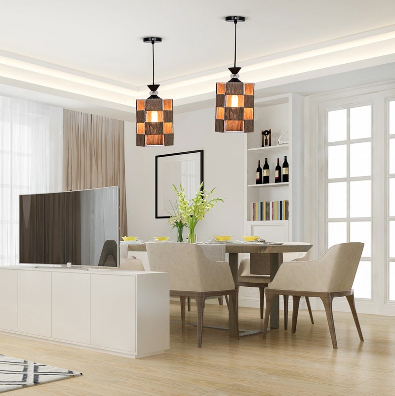 Groeien Crystal Jute Weave Metal Hanging Pendant Ceiling Lamp Fixture | Chandelier for Home, Indoor, Outdoor,Living Room, Bedroom(Bulb Included)(JuteWeave, 1) - Image 3