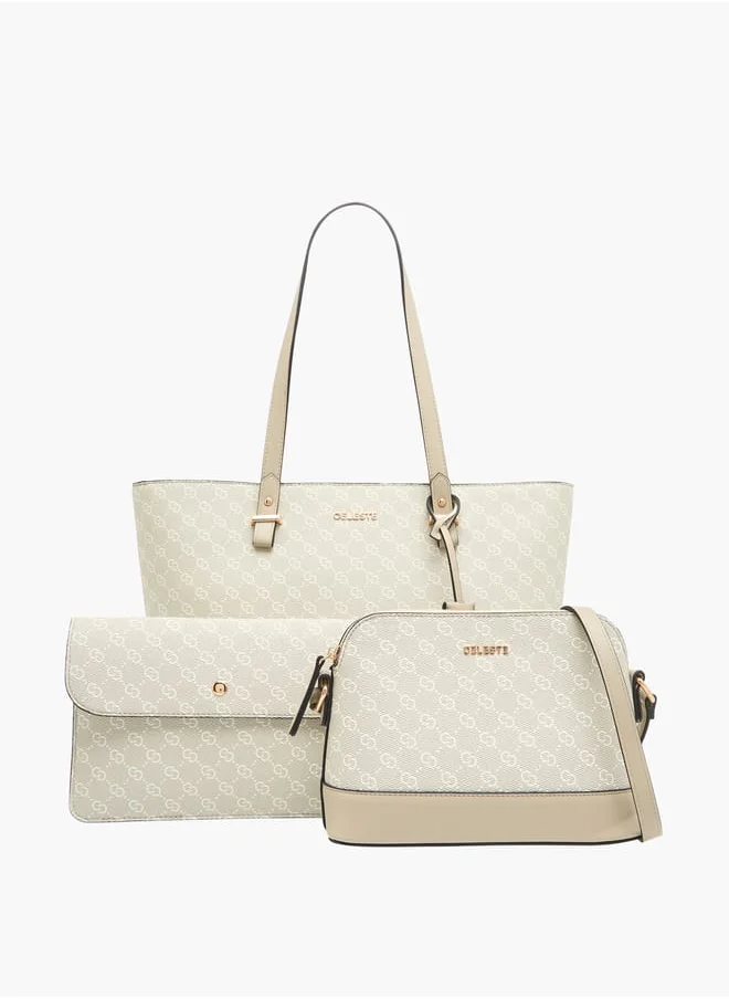 سيليست Womens Set Of 3 Printed Monogram Match Back