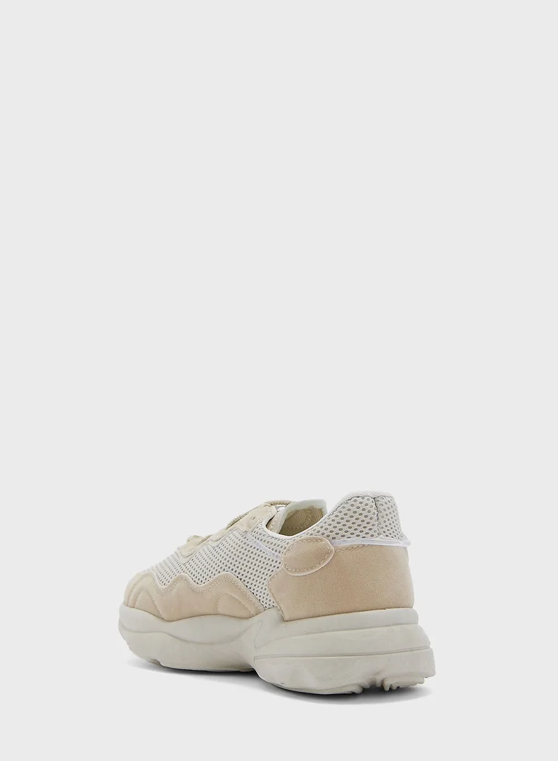 Truffle Total Nude Pu Lace-Up Chunky Sneakers
