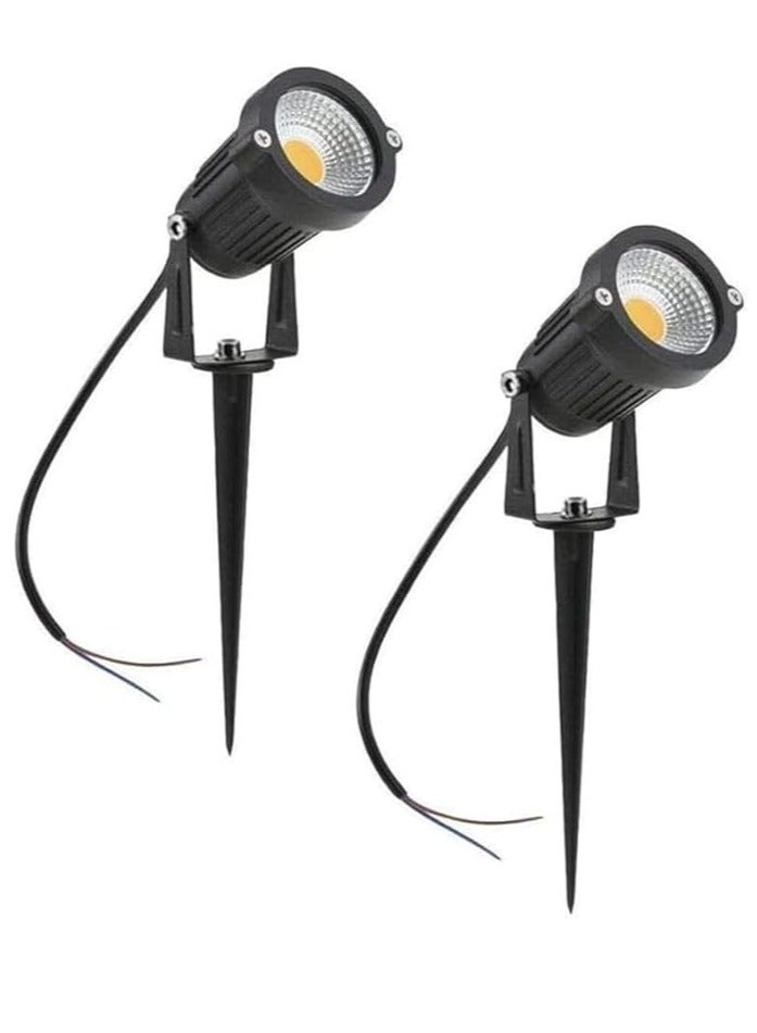 ESNCO Outdoor Garden Spot Lights Outdoor Spike Lights LED Landscape Spotlights 220-240V IP66 Waterproof Light for Pathway Lawn Backyard Warm White No Plug 1 Year Warranty (2 Pack 7w 3000K Warm White)  - Image 1