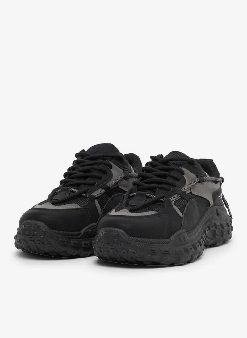 Styli Active Abstract Lace Design Chunky Sole Lace Up Sneakers