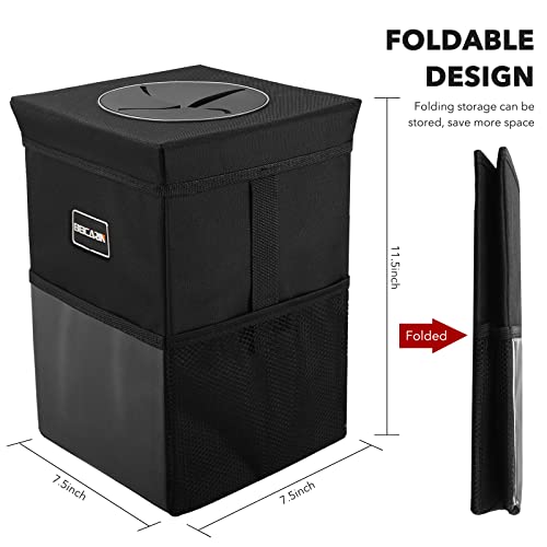 Beicarin Car Trash Can with Lid - Trash Bag Hanging with Storage Pockets Leak-Proof SUV Organizer Collapsible and Portable Waterproof Truck Garbage Bin, 2.6 Gal Large Capacity Multipurpose Trash Bin for Van - Image 4