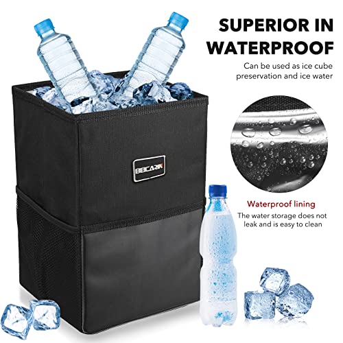 Beicarin Car Trash Can with Lid - Trash Bag Hanging with Storage Pockets Leak-Proof SUV Organizer Collapsible and Portable Waterproof Truck Garbage Bin, 2.6 Gal Large Capacity Multipurpose Trash Bin for Van - Image 5