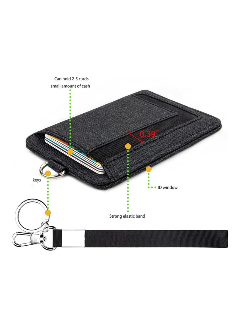 SYOSI ID Badge Holder with Wristlet Keychain, 2Pcs Slim Minimalist Lanyard Card Case Holder ID Case with Detachable Keychain Wristlet, Hand-held Student Card ID, Offices ID, School ID, Driver's License  - Image 2