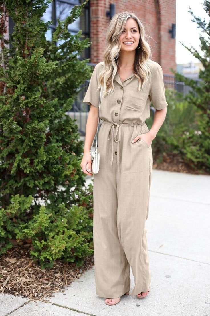 Barbora Linen Casual Jumpsuit LN20EKRU9  - Image 2