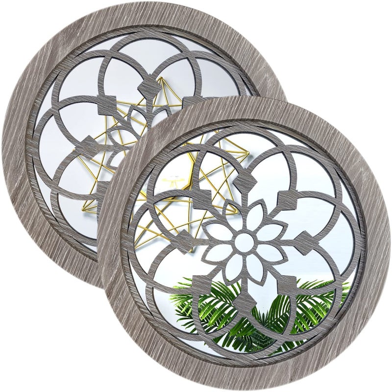 Wocred 2 PCS 20 inch Round Rustic Wall MirrorGorgeous Farmhouse Accent MirrorRustic White Color Entry Mirror for Bathroom RenovationBedroomsLiving Rooms and More