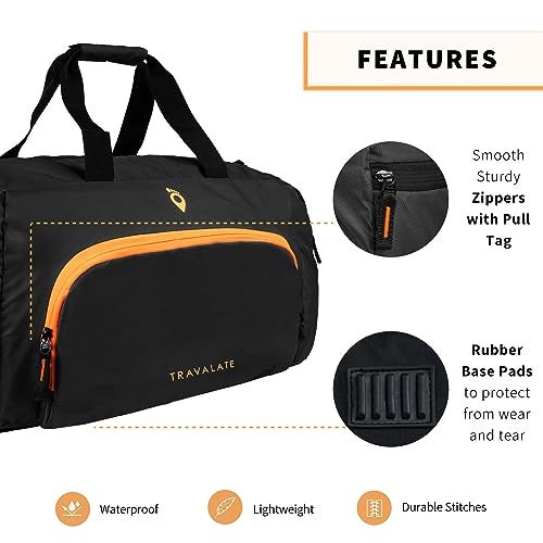 Travalate Travel Duffle Luggage Bag Organizer | Multi Pocket Ultra-Light| Polyester 45 Litre | Men and Women | 22 X 12 X 11 Inch (Black) - Image 4
