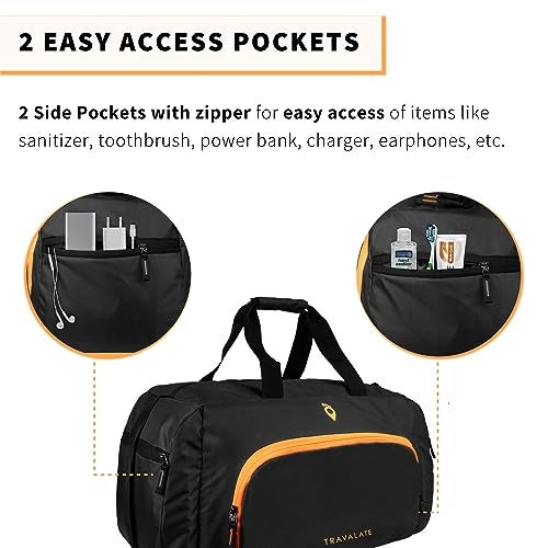 Travalate Travel Duffle Luggage Bag Organizer | Multi Pocket Ultra-Light| Polyester 45 Litre | Men and Women | 22 X 12 X 11 Inch (Black) - Image 5