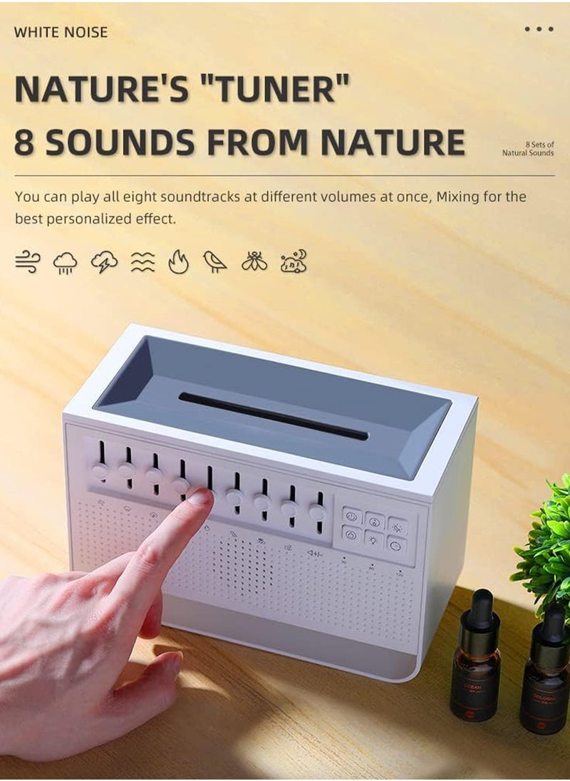 Flame Diffuser White Noise Machine Aroma Diffusers Air Humidifier  Flame Light and 8 Soothing Natural Sounds