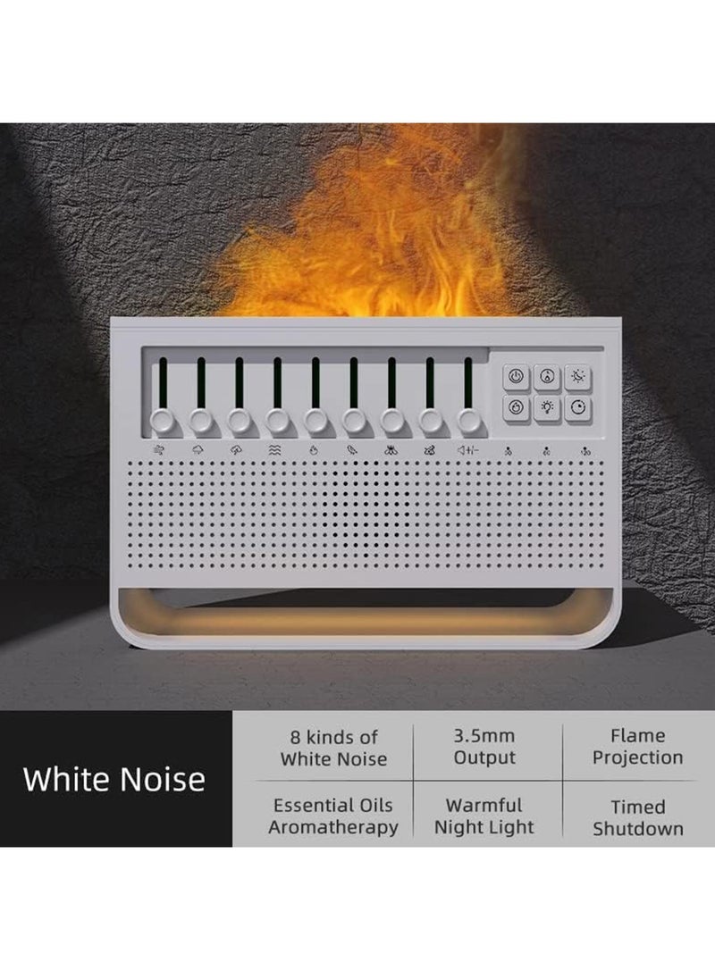 Flame Diffuser White Noise Machine Aroma Diffusers Air Humidifier  Flame Light and 8 Soothing Natural Sounds