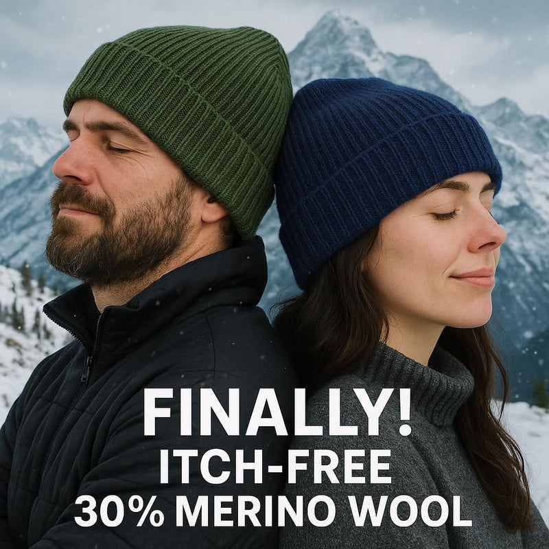 BUTITNOW Plus Size Fleece Lined Beanie Hat - M/L/XL/XXL Merino Wool Beanie Hat for Men - Large Winter Hat Ski Skull Cap for Big Heads Black - Image 4