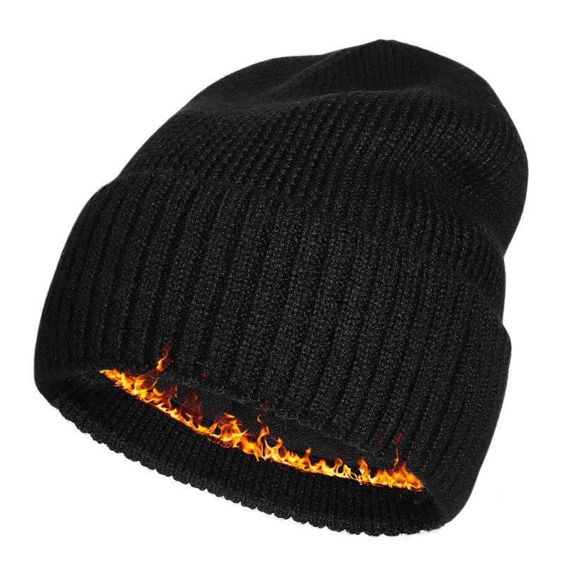 BUTITNOW Plus Size Fleece Lined Beanie Hat - M/L/XL/XXL Merino Wool Beanie Hat for Men - Large Winter Hat Ski Skull Cap for Big Heads Black - Image 1