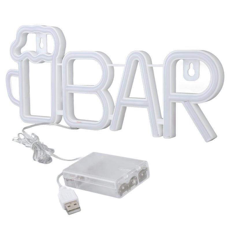 LED Neon Sign BAR Shape Design USB Or Battery Powered High Safety Widely Used Bar Neon Light for Bedroom Party Backyard White BAR - Image 3