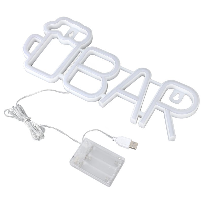 LED Neon Sign BAR Shape Design USB Or Battery Powered High Safety Widely Used Bar Neon Light for Bedroom Party Backyard White BAR - Image 2