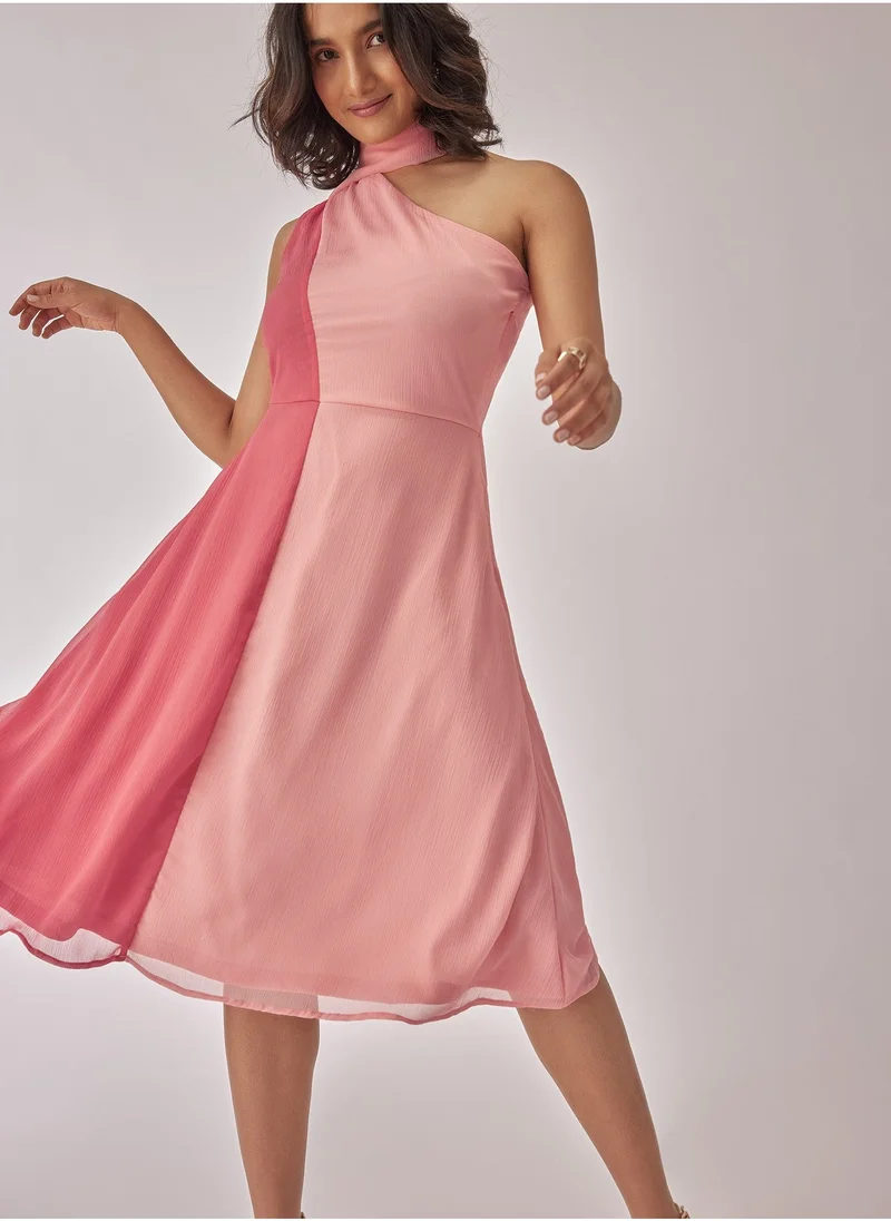 The Label Life Colourblock Wrap Neck Dress