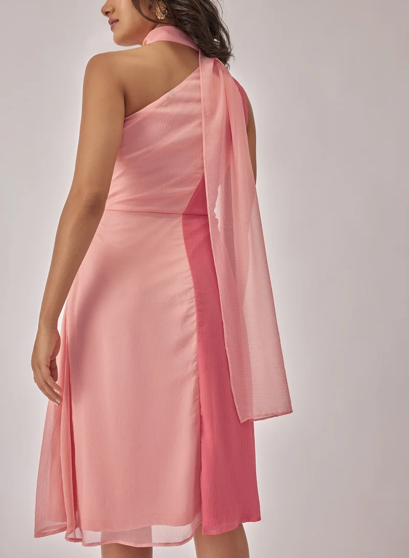 The Label Life Colourblock Wrap Neck Dress