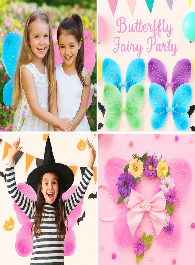 Junkin 24 Pcs Fairy Wings for Girls Bulk Butterfly Wings Kids Costumes Accessory Gifts for Halloween Christmas Dress up Party Favor (Classic Colors) - Image 5